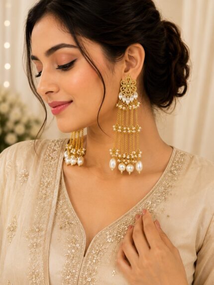 Royal Pearl Tassel Statement Earrings